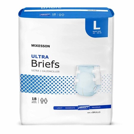 Mckesson Unisex Adult Incontinence Brief Large Disposable Heavy Absorbency, 72PK BRULLG